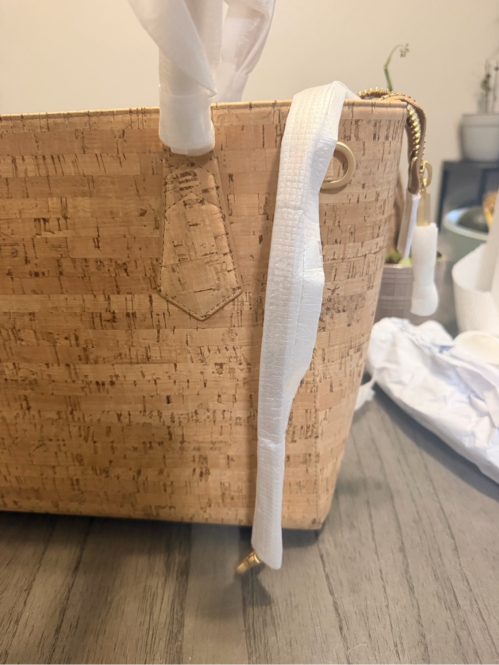 Dagne Dover Cork Tote in Natural Tan - Picture 9 of 11